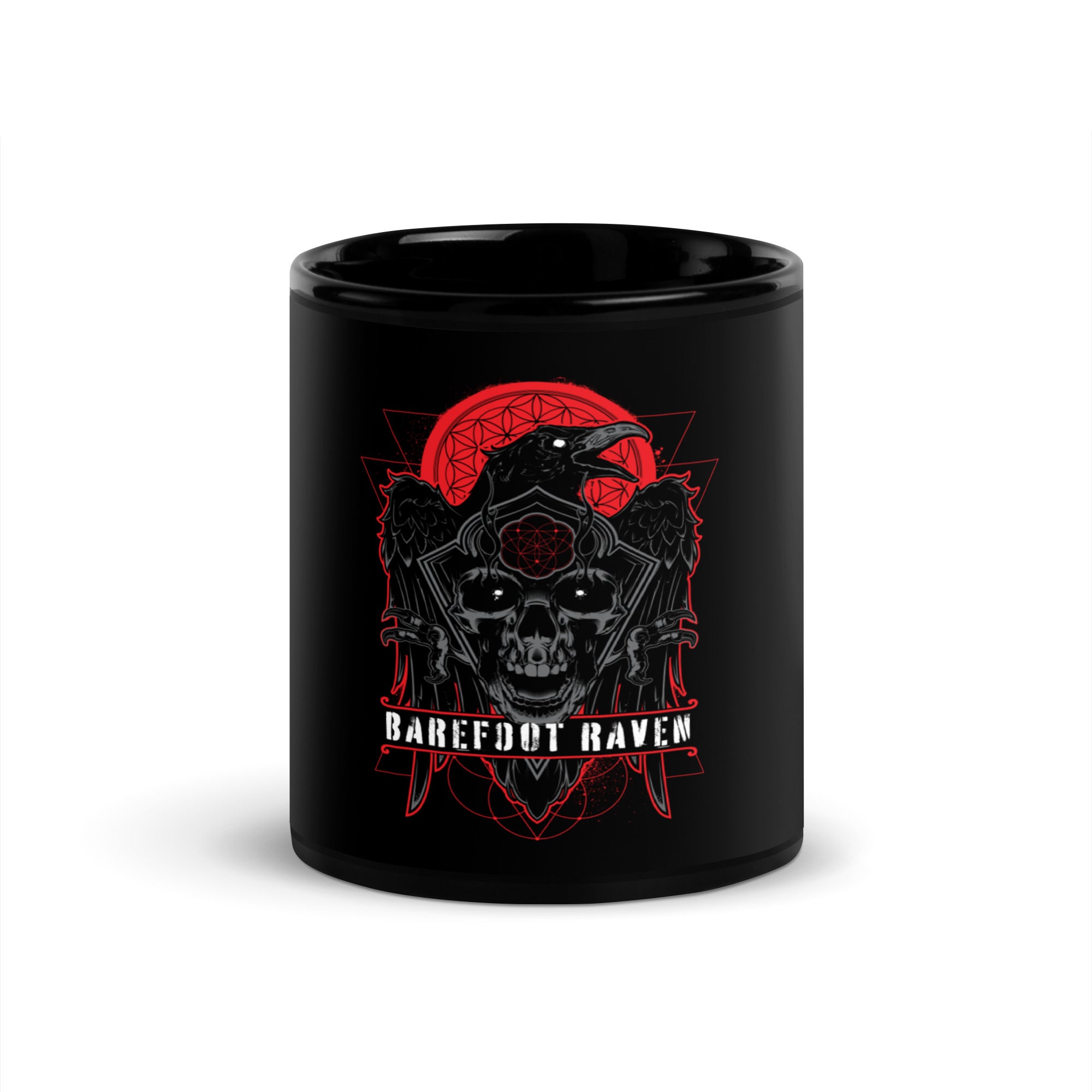 BAREFOOT RAVEN™ Black Glossy Mug