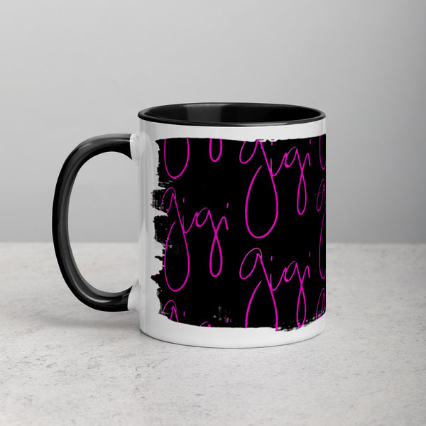 gigi™ HotPinkGrunge Artists Series Mug with Black Handle & Inside